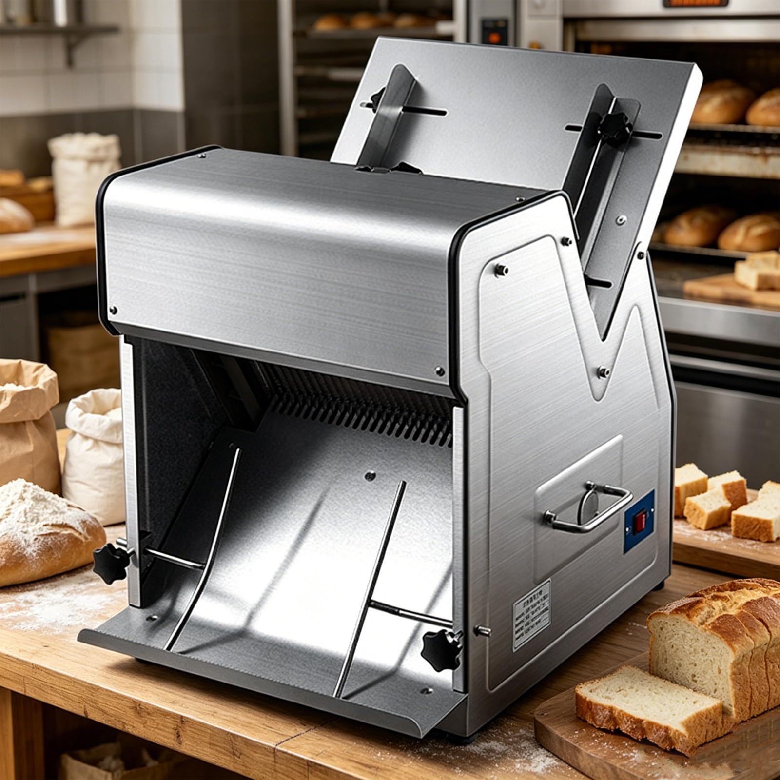 RUODATONLY Electric Bread Slicer | 370W Automatic Bread Slicer | Adjustable Dial for 12mm Cutting Thickness | for Commercial & Home Use and Bakeries Restaurants