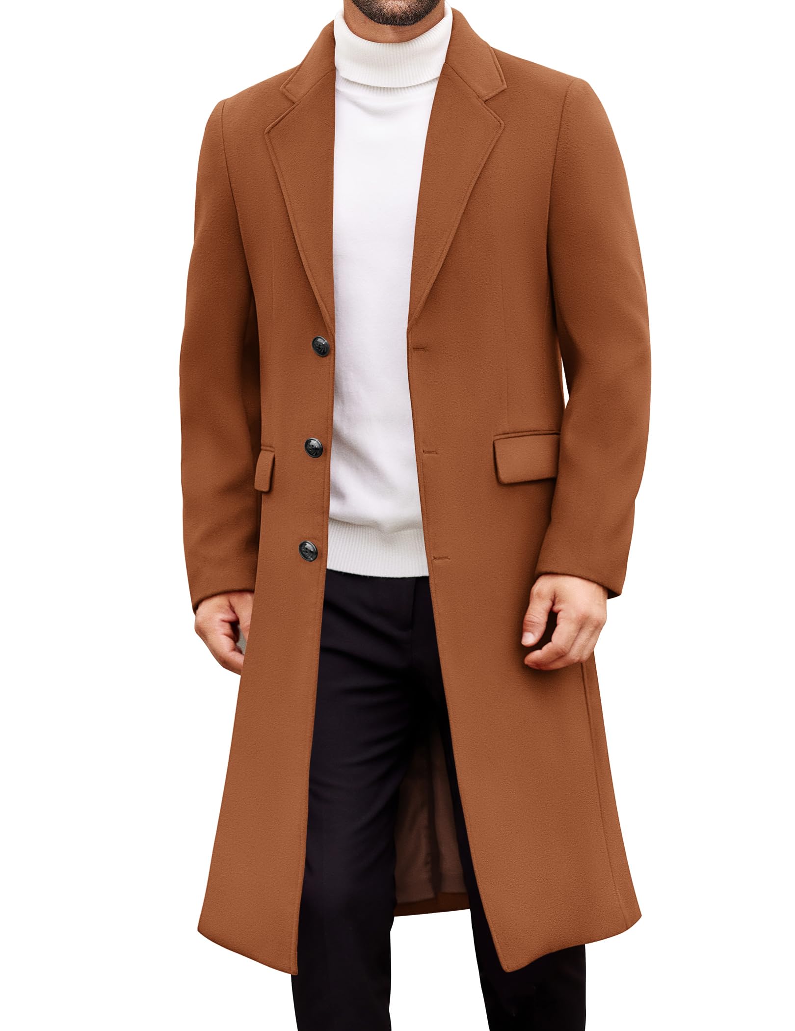 COOFANDY Mens Trench Coat Long Casual Single Brested Overcoat