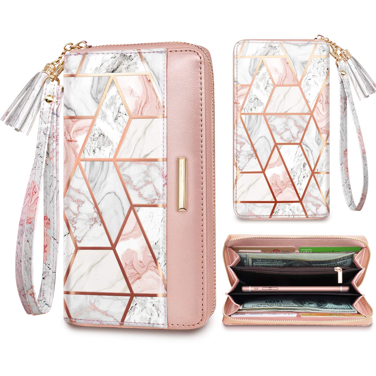 Coco Rossi Wallet for Women RFID Blocking Zipper Around Credit Card Holder