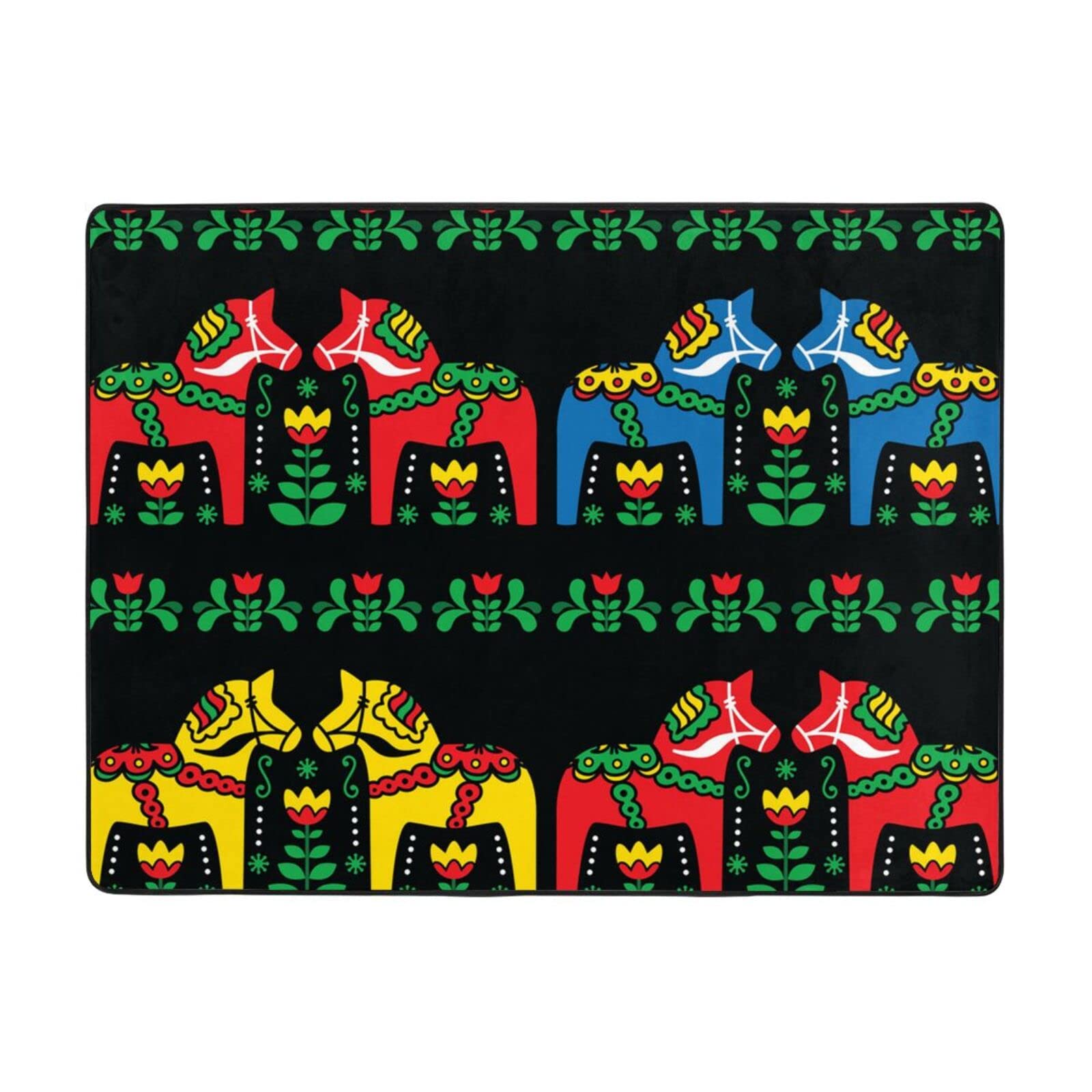 Tapis antidérapant suédois style cheval Dala pour salon et balcon