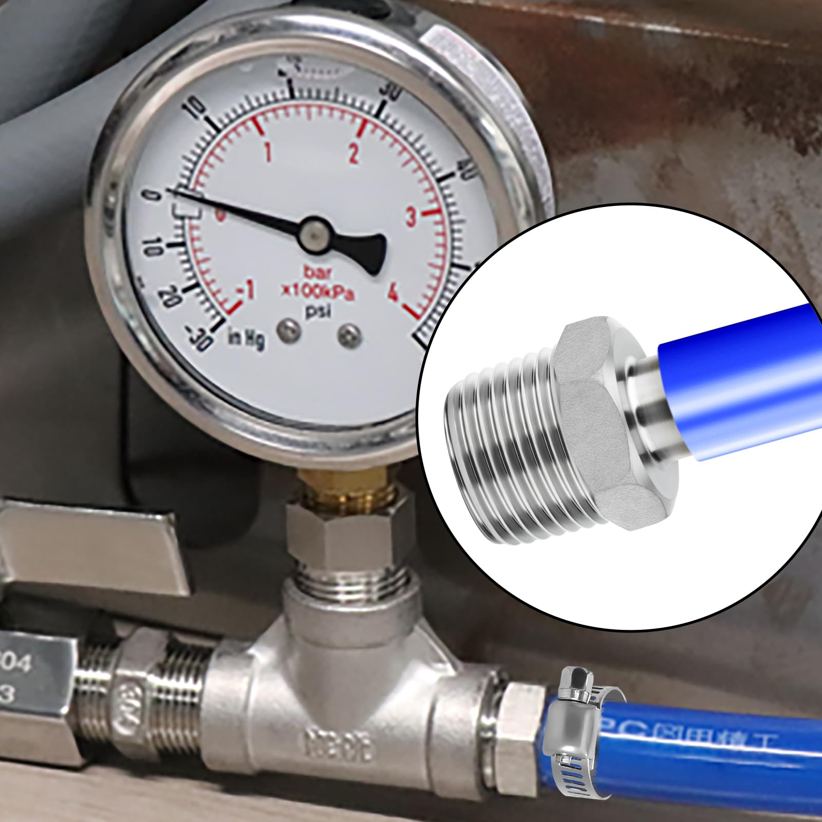 Racores de acero inoxidable 304 con espiga, 10 mm a rosca macho BSP de 3/8", conectores de compresión para agua, combustible, aire