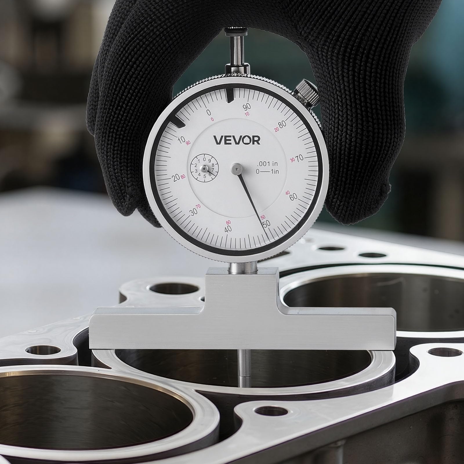 VEVOR Micromètre de Profondeur 0-22 pouces Jauge de Profondeur Résolution de 0,001 pouce Outil de Mesure Mécanique de Précision 0,001 pouce pour Rainures, Décalages, Trous, avec 4 Enclumes, 6 Tiges