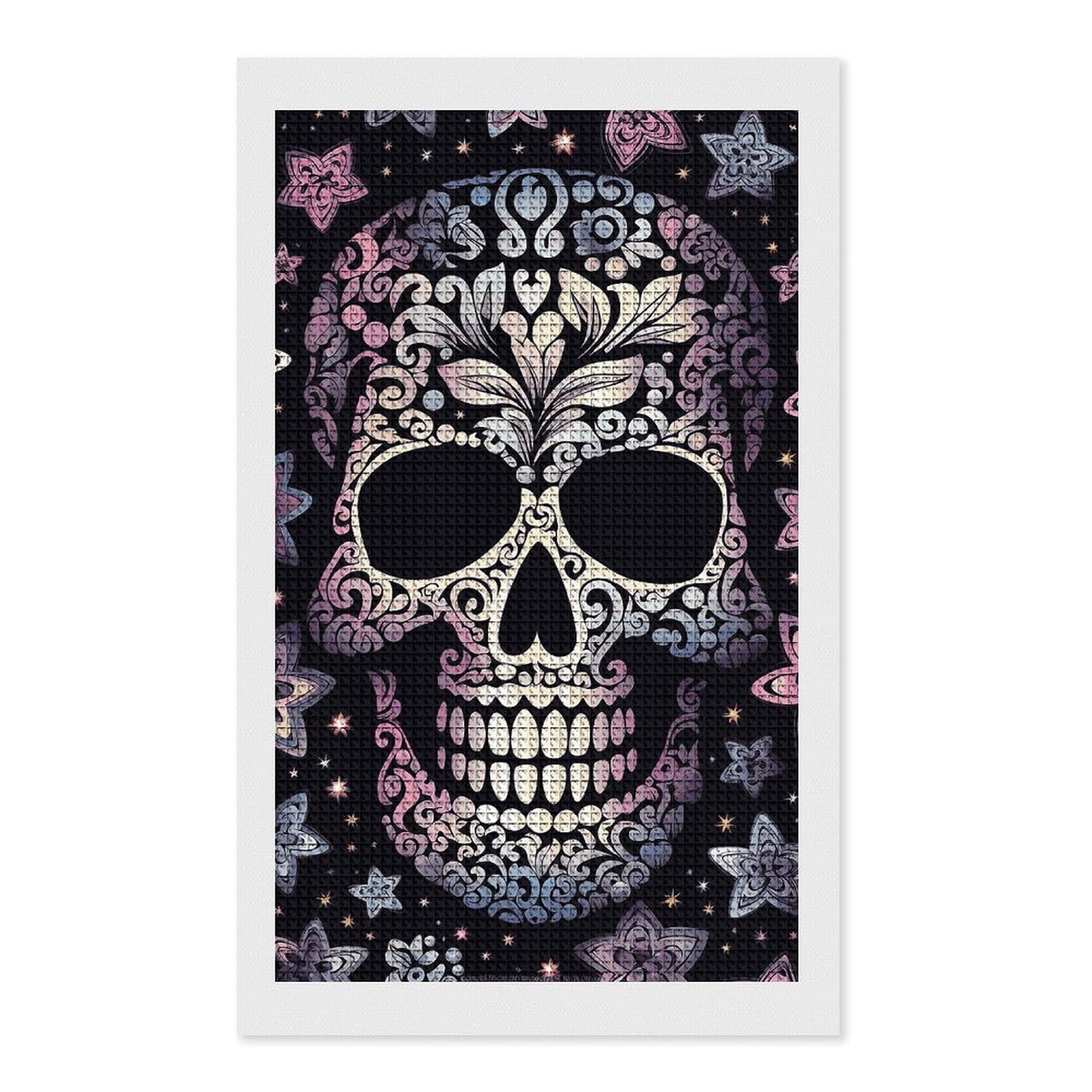 Cool Skull Diamond Art Kits for Adults, DIY 5D Diamonds Painting Kits for Beginner, Round Full Drill Diamond Dots Painting, 12"x20" Diamonds Pictures Gem Art and Crafts Wall Decor