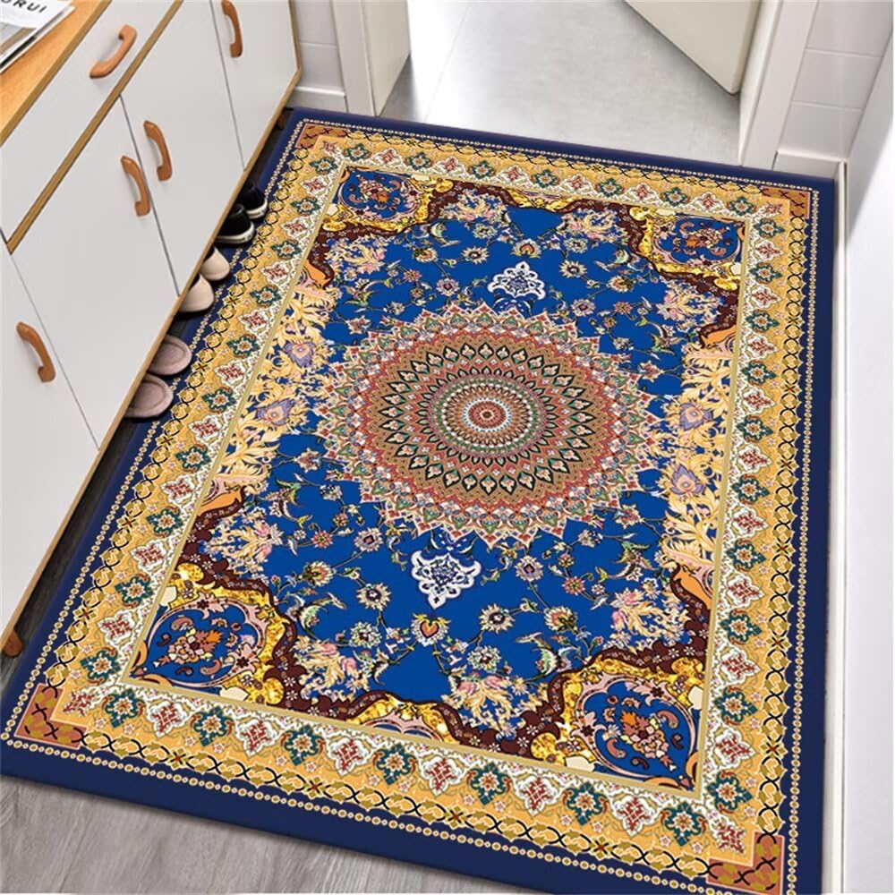 Tapis de salon résistant à l'humidité et usure bleu 140x200cm pour maison