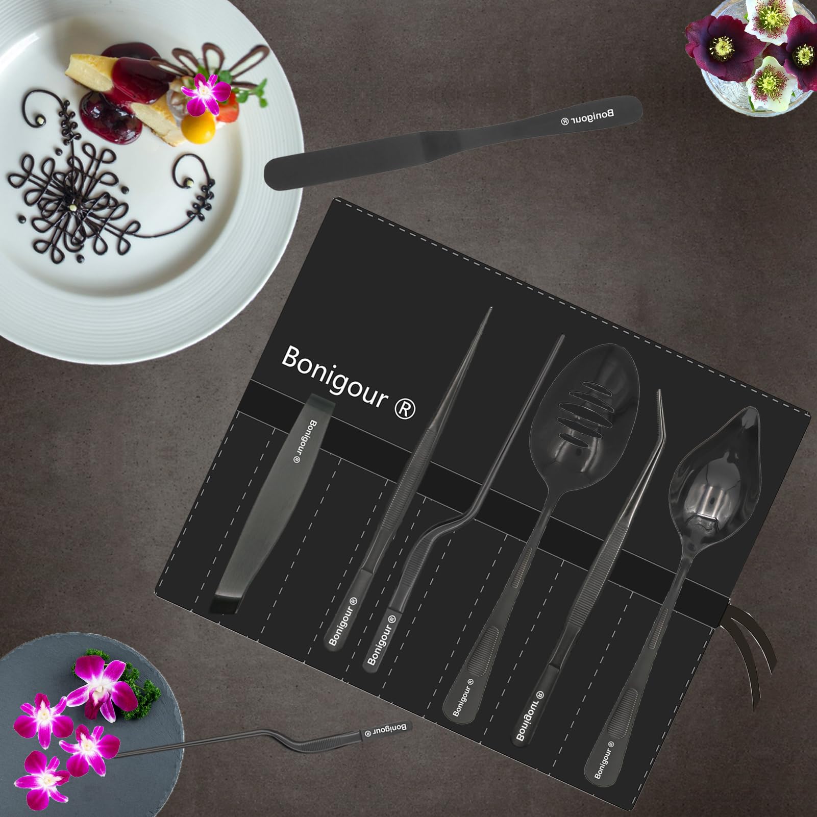 Bonigour Chef Plating Tools, Professional Culinary Plating Tool Set, Stainless Steel Fish Tweezers, Pastry Spatula - Image 3