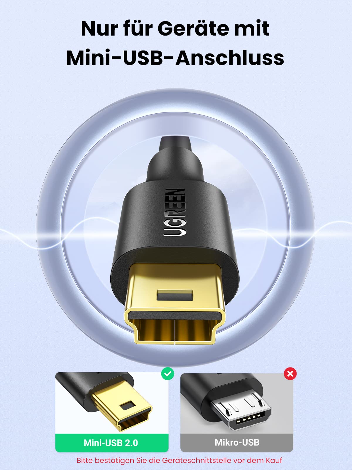 Mini USB 2.0 Cable Braided,USB-A To Mini-B Charger Cord Compatible For PS3 Controller, Digital Camera, Dash Cam, MP3 Player Sync - 44 - View #13