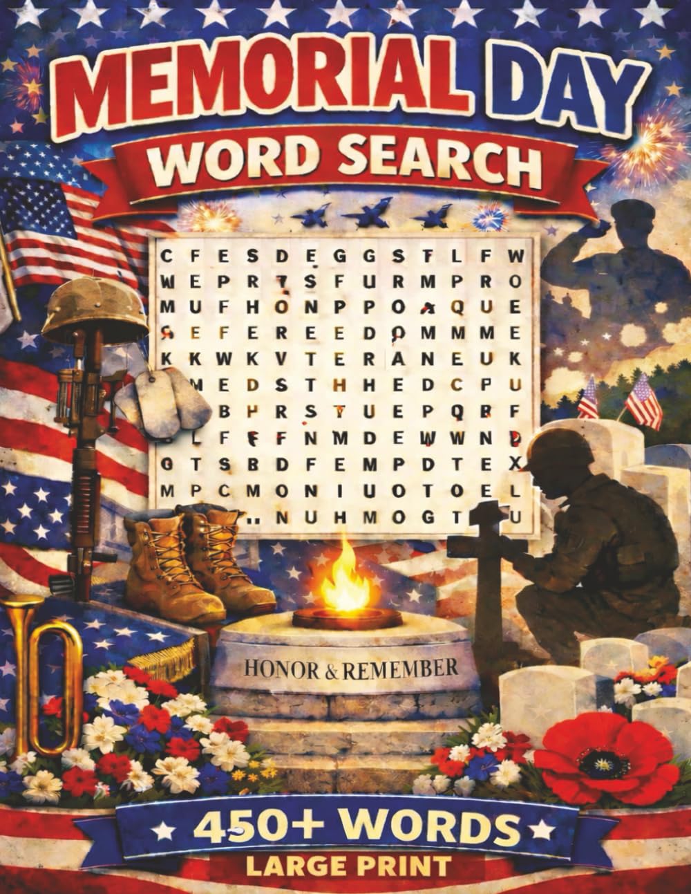 Memorial Day Word Search: Book with 50 puzzles to remember and honor those on Memorial Day