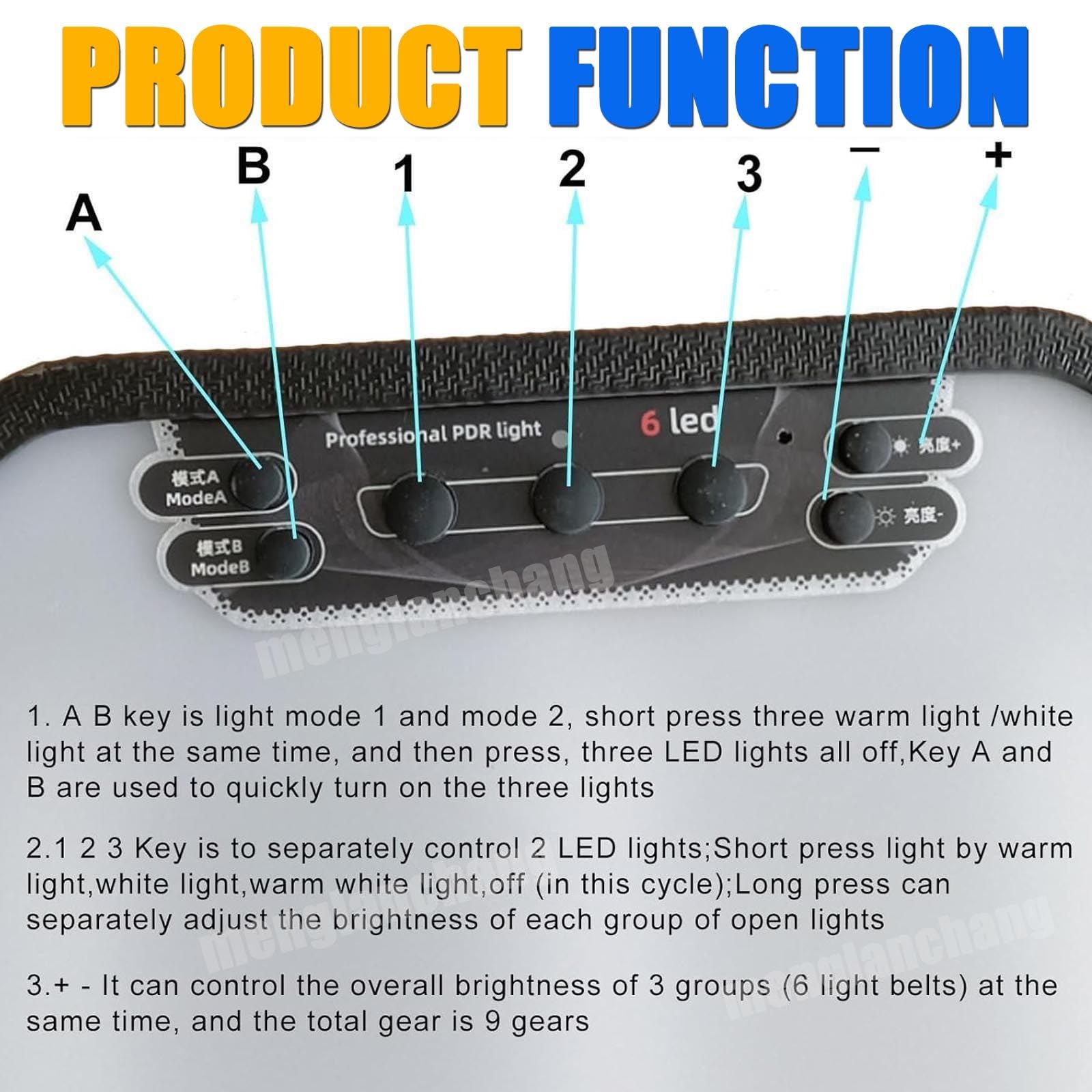 LáMpara Pdr Para Abolladuras De Coche Con Panel De Luz Grande (95×26Cm), 6 Ajustes De Luz, Herramienta De ReparacióN De Abolladuras Sin Pintura, Herramienta Con Soporte Ajustable Blue