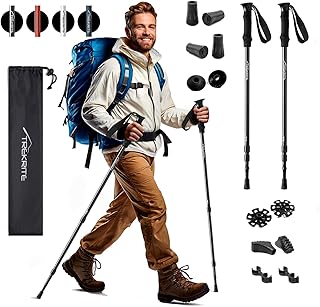 Sponsored Ad – Trekrite Telescopic Walking Poles Set, Collapsible Hiking Poles, 3-Section Anti Shock Trekking Sticks for Men & Women - Adjustable Hiking Sticks with Accessories from a UK Based Company