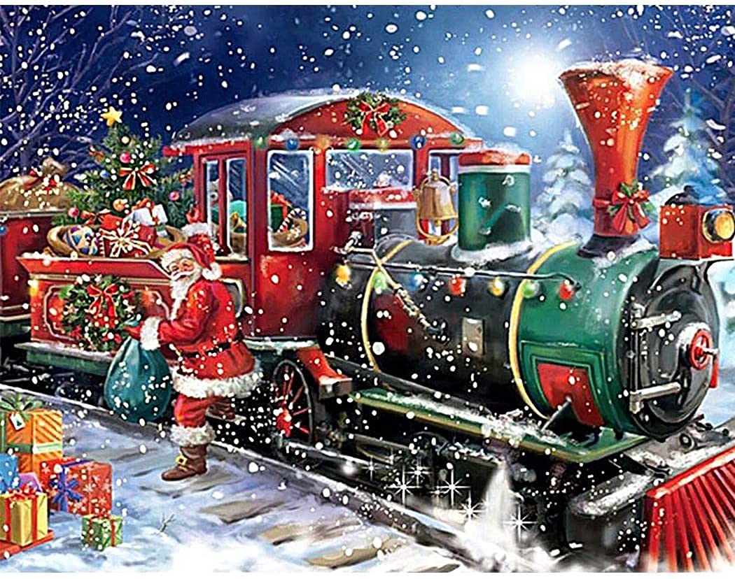 UHK Christmas Diamond Painting Kits 5D DIY Diamond Painting Full Drill Cross Stitch Kit DIY Painting Kit Best Gifts fit for Birthday Christmas (Santa Claus)