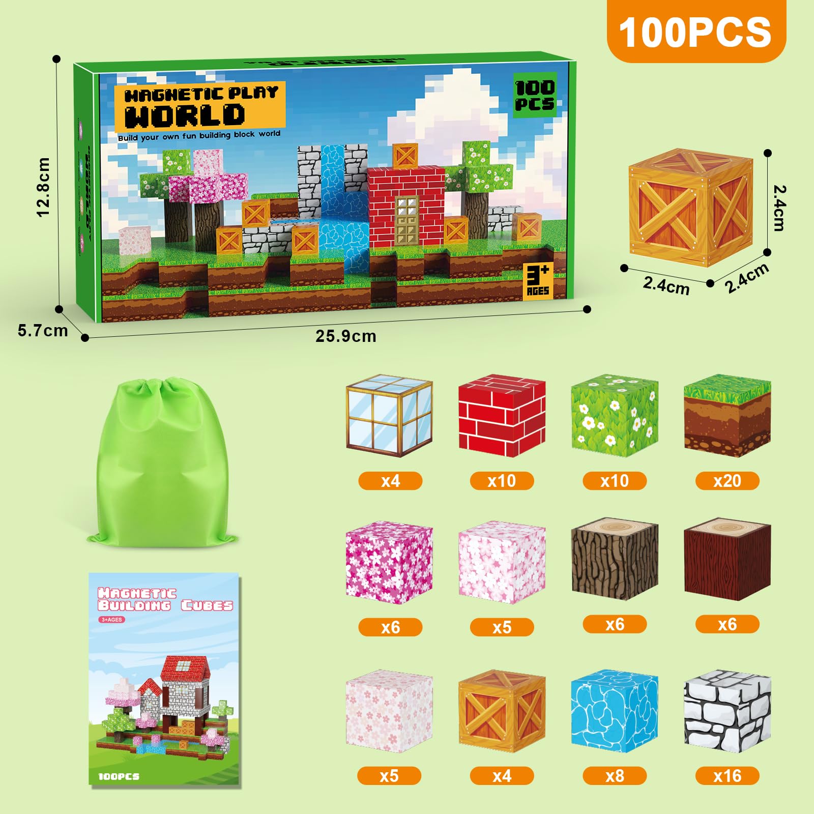 Magnetische Bausteine 100 Stück - Montessori Spielzeug Ab 3 Jahre
