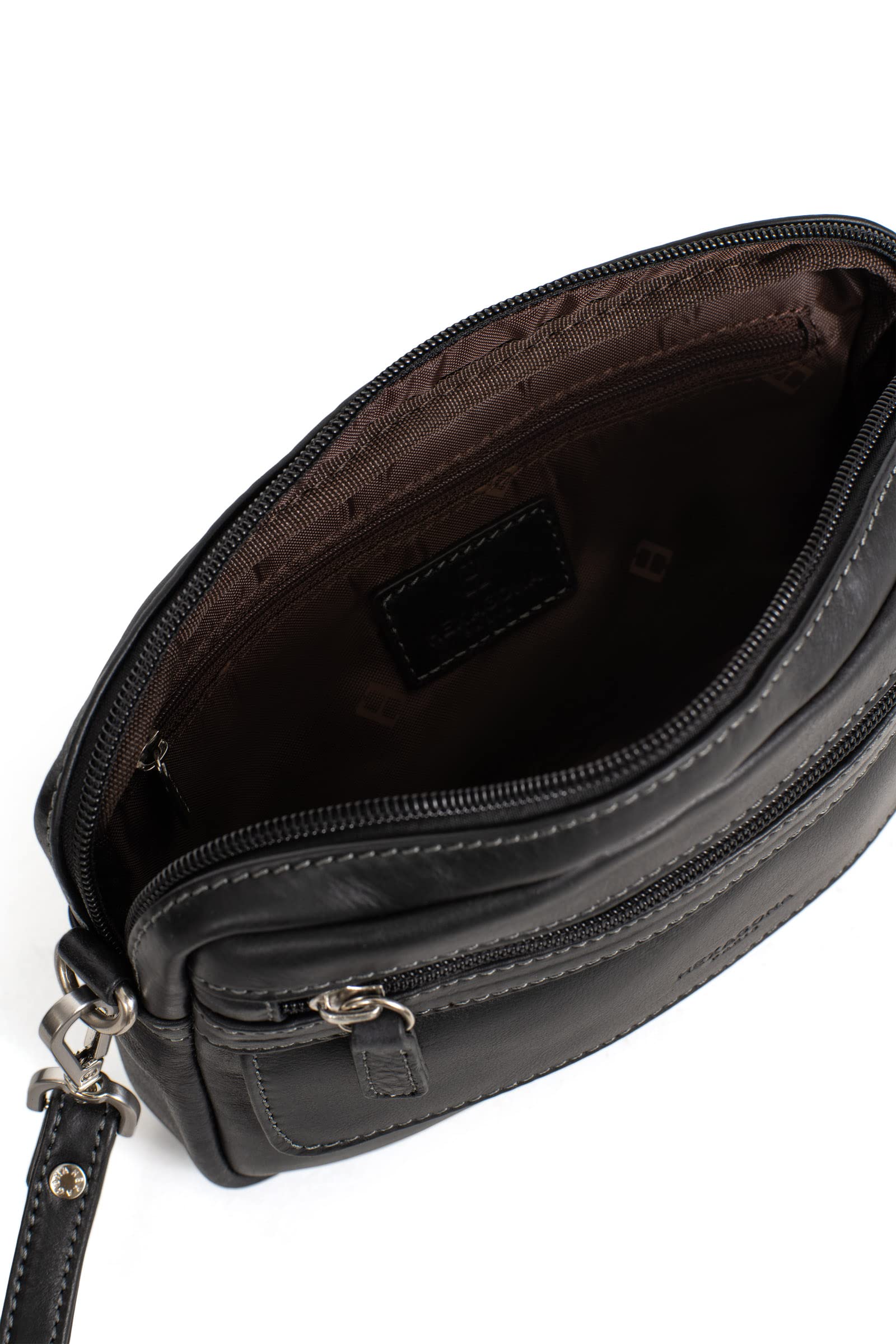 Hexagona Pochette en Cuir ref 47969 Noir 23 * 15 * 4 c