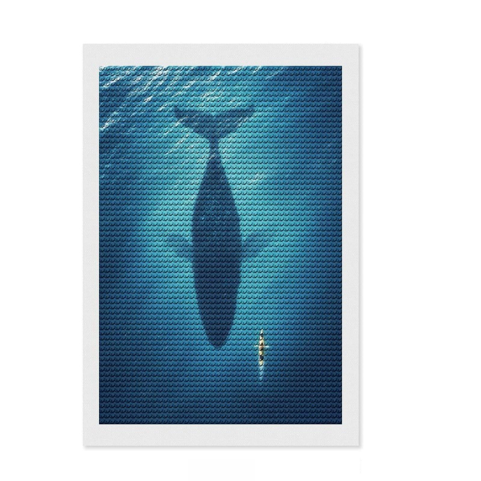 Junmoney Whale and Kayak Underwater Encounter Diamond Painting Kit 8"x12", Birthday Gift, Festive Craft Gift, with Tool Kit, Decor Project, Modern Decor