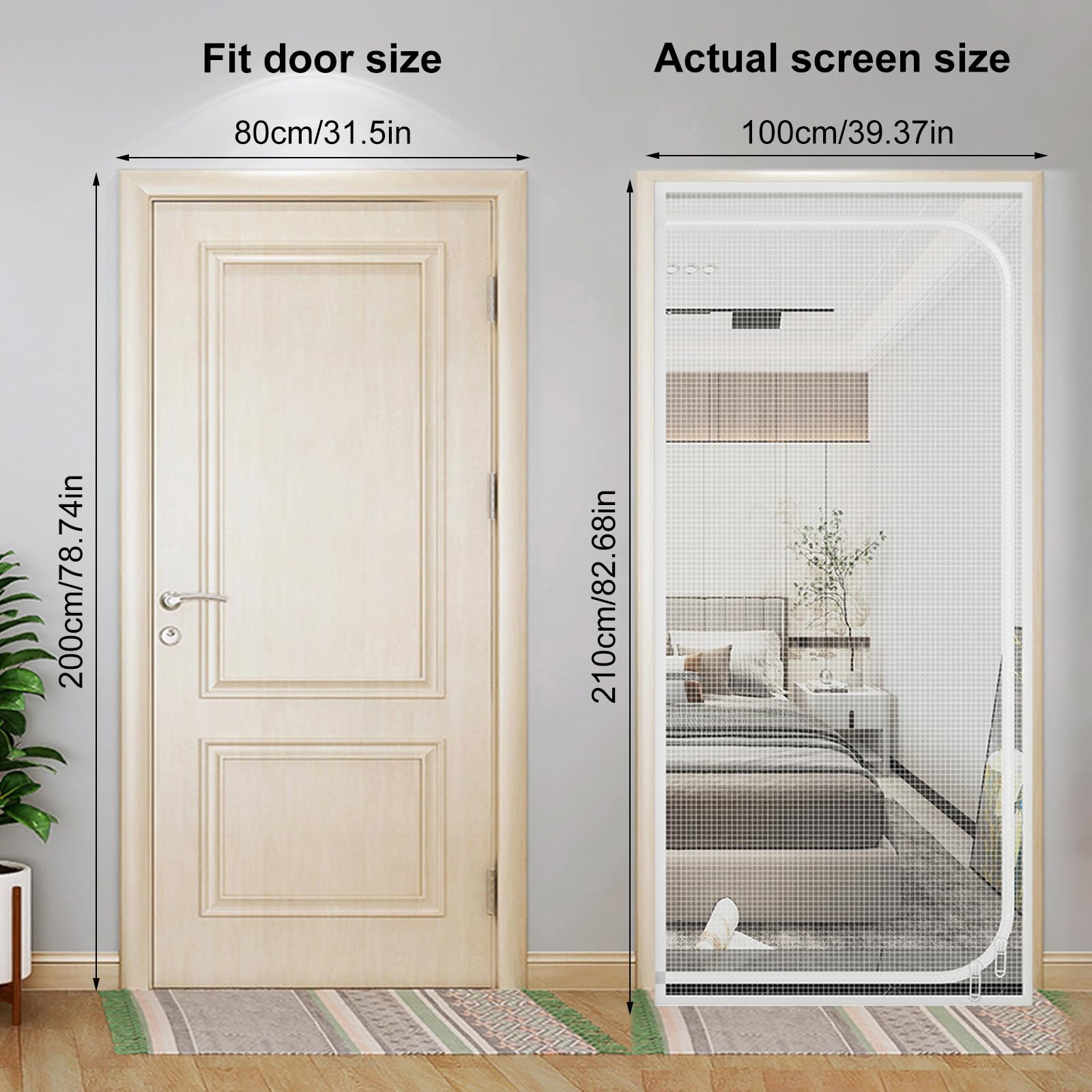Puerta Mosquitera para Gatos Evitar Que los Cachorros y Gatos se salgan de casa, Pantalla a Prueba de arañazos con Cremalleras, Puerta Mosquitera Cortina para Balcón (100 * 210cm, Blanco)