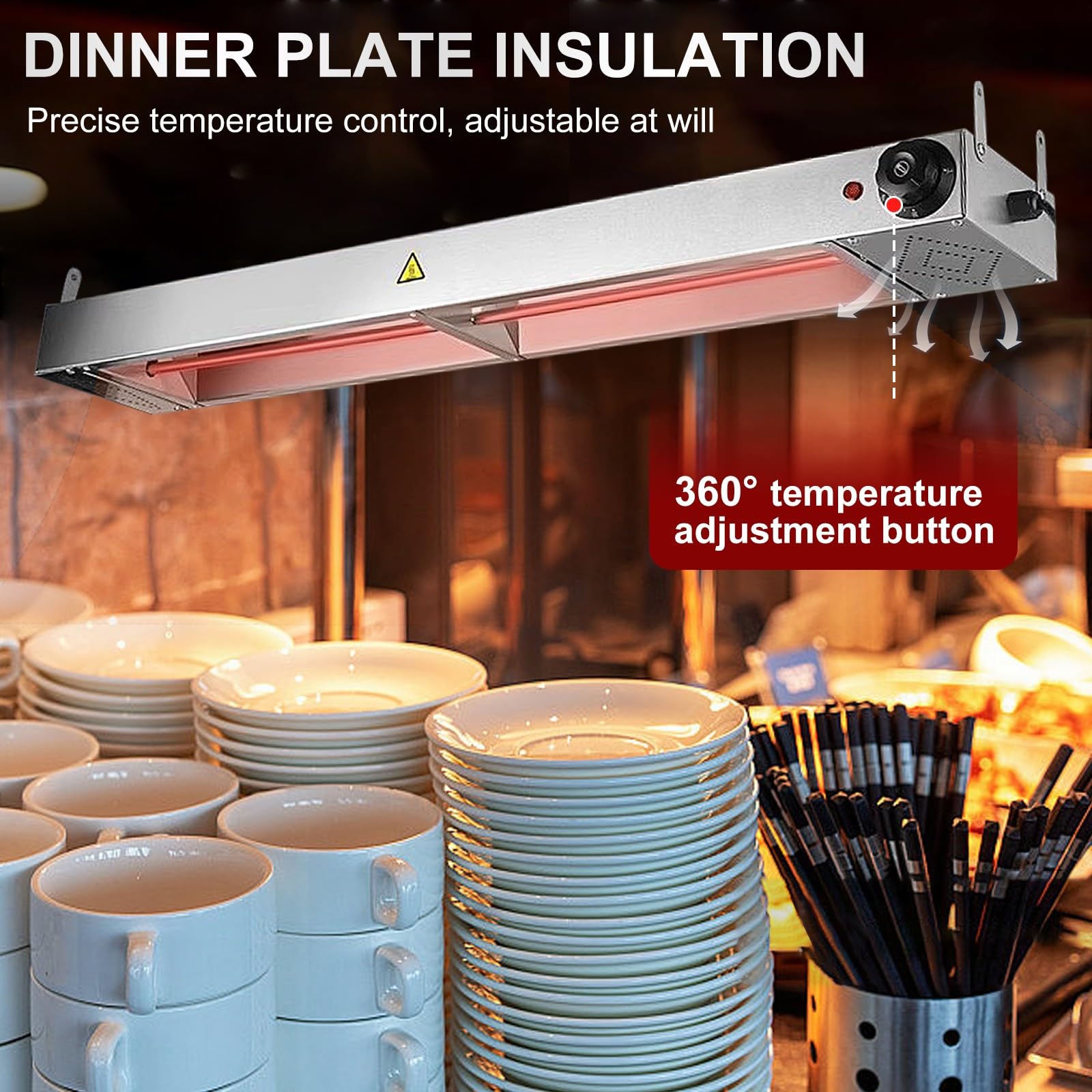Wärmebrücke Gastro Küche, Edelstahl Wärmelampe für Speise(1stk, 150cm)