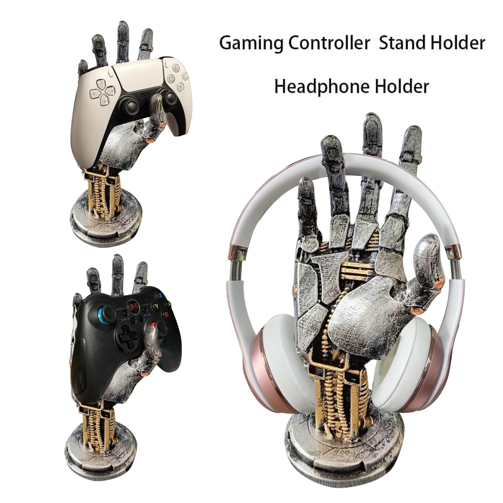 kopfhörerständer& Controller Ständer im Cyberpunk-Design – Handgefertigte Harzfigur für Gamer, futuristische Kopfhörerständer für Schreibtisch, Headset Halter für Gaming Setup
