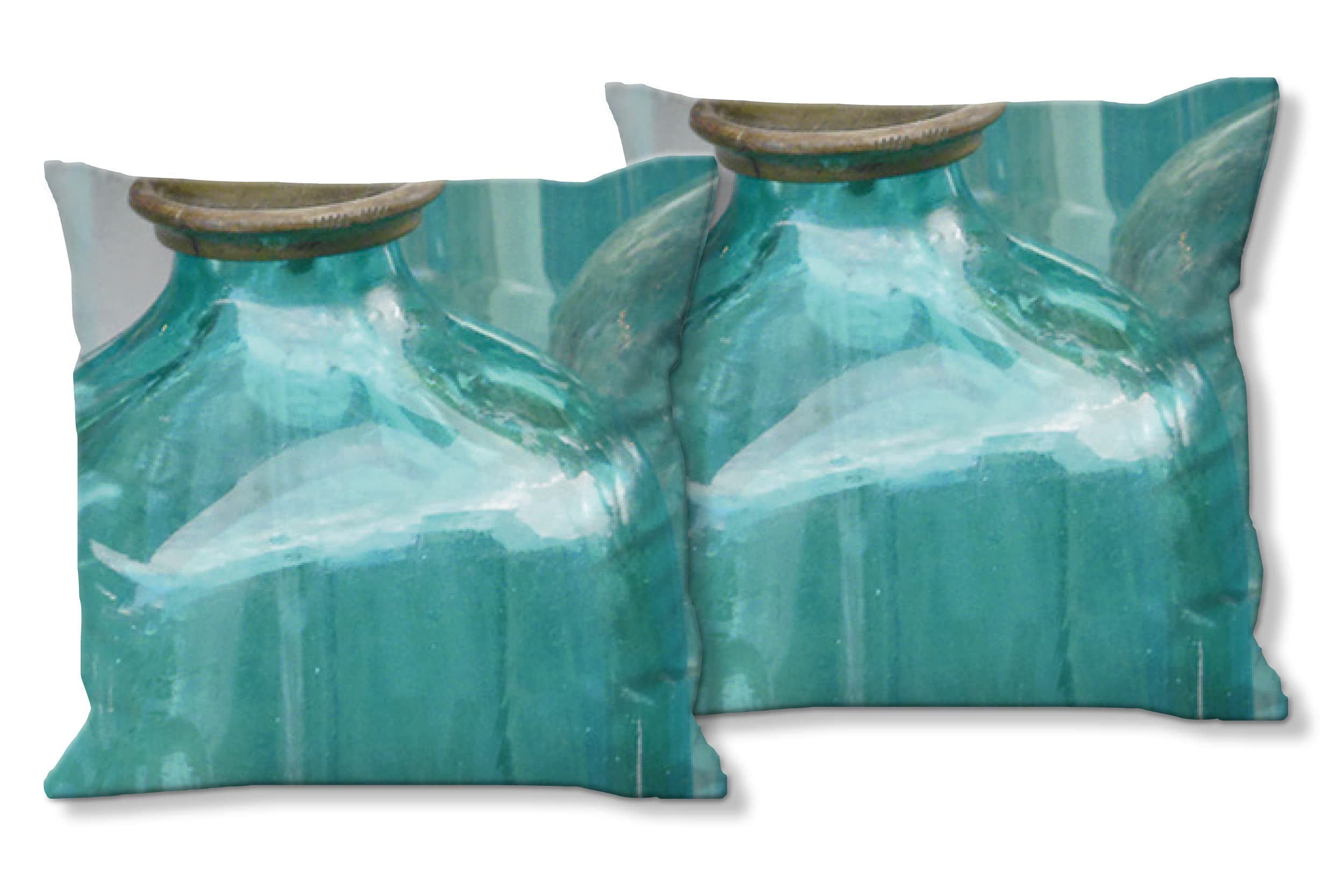 Glas-Schimmer 2 - Foto-Kissen-Hülle Set (2 STK.) 40 x 40 cm | Kissen-Bezüge - passend zu Wandbild - Deko-Kissen - Flasche Flohmarkt Paris Küche Getränke