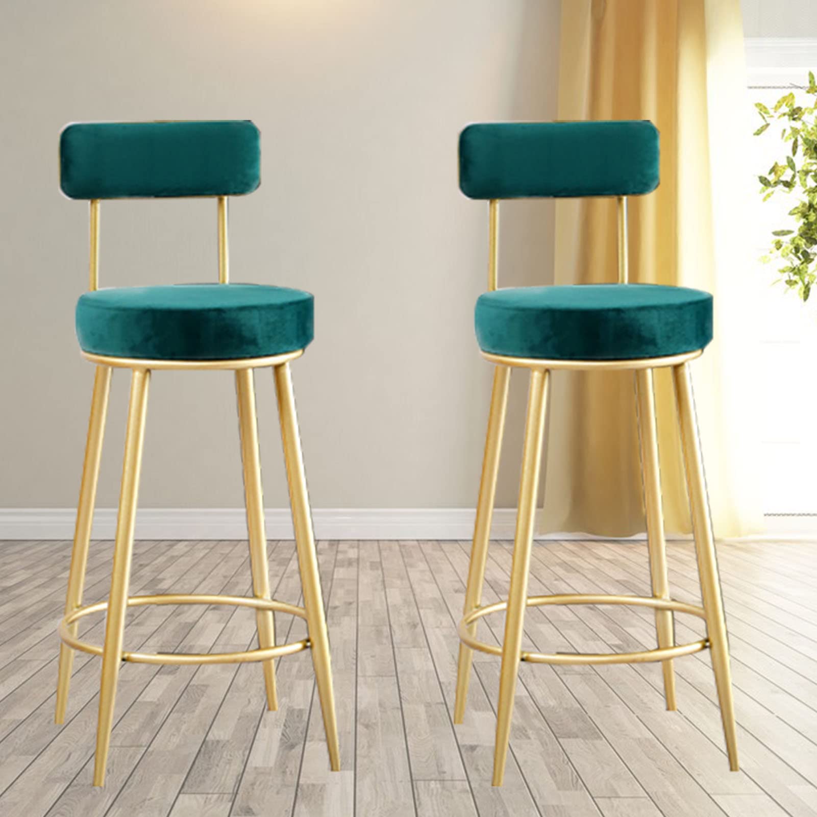 Tabourets de bar ronds avec dossier et repose-pieds lot de 2 chaises de cuisine de comptoir