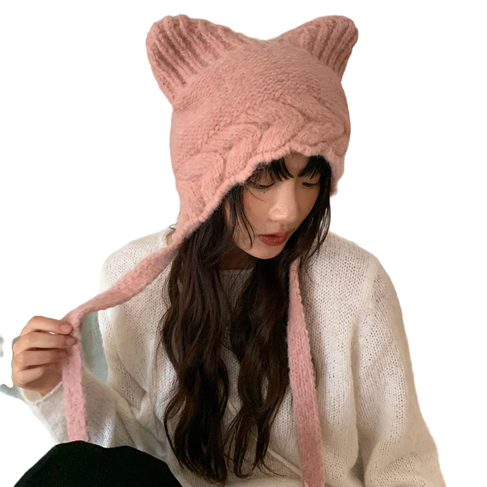 MICFENY Cartoon Head Cover with Ear for Outdoor Sports Warm Hat Oversized Headgear Hat for Winter