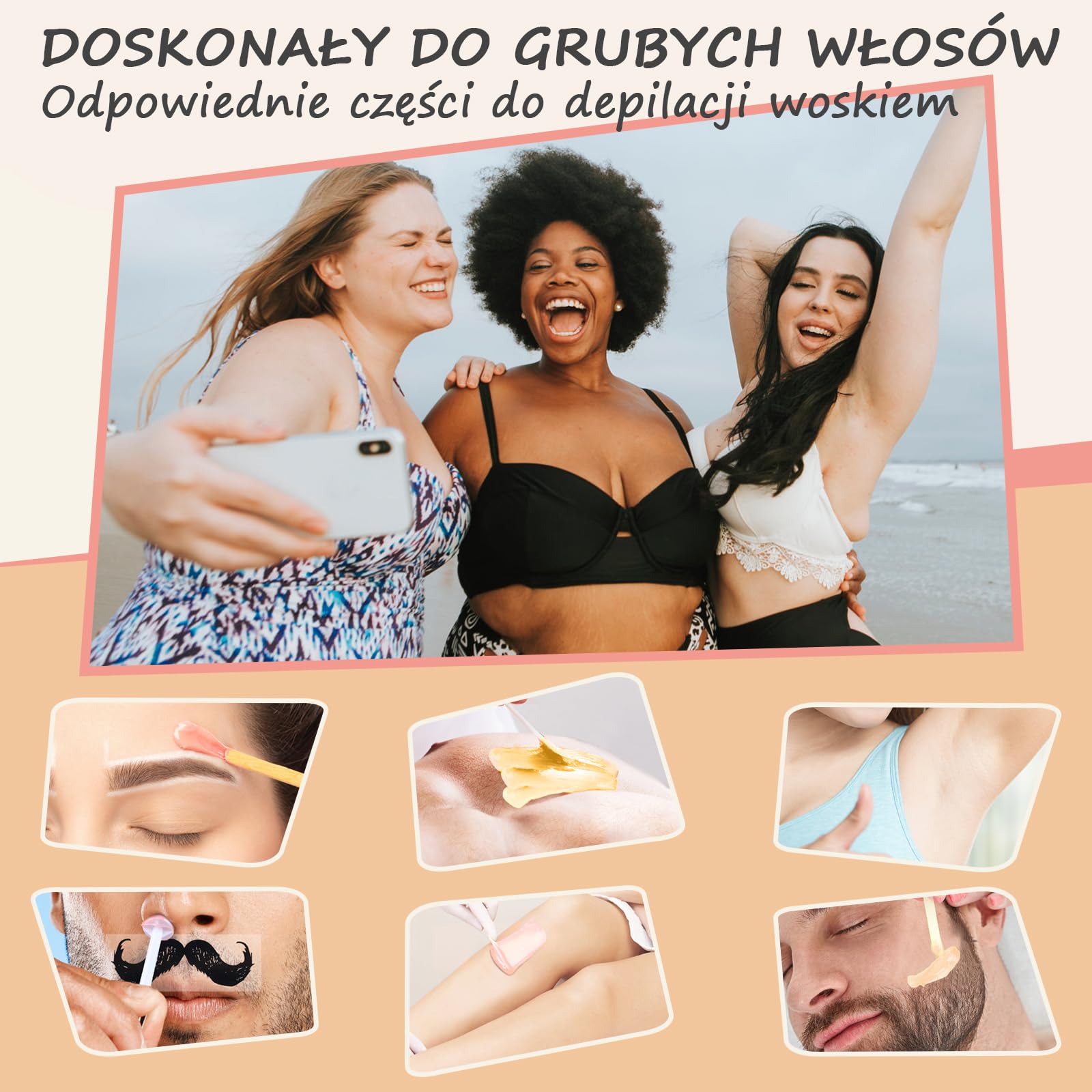Zestaw do depilacji wosku, podgrzewacz wosku z akcesoriami do woskowania, wosk brazylijski do całego ciała
