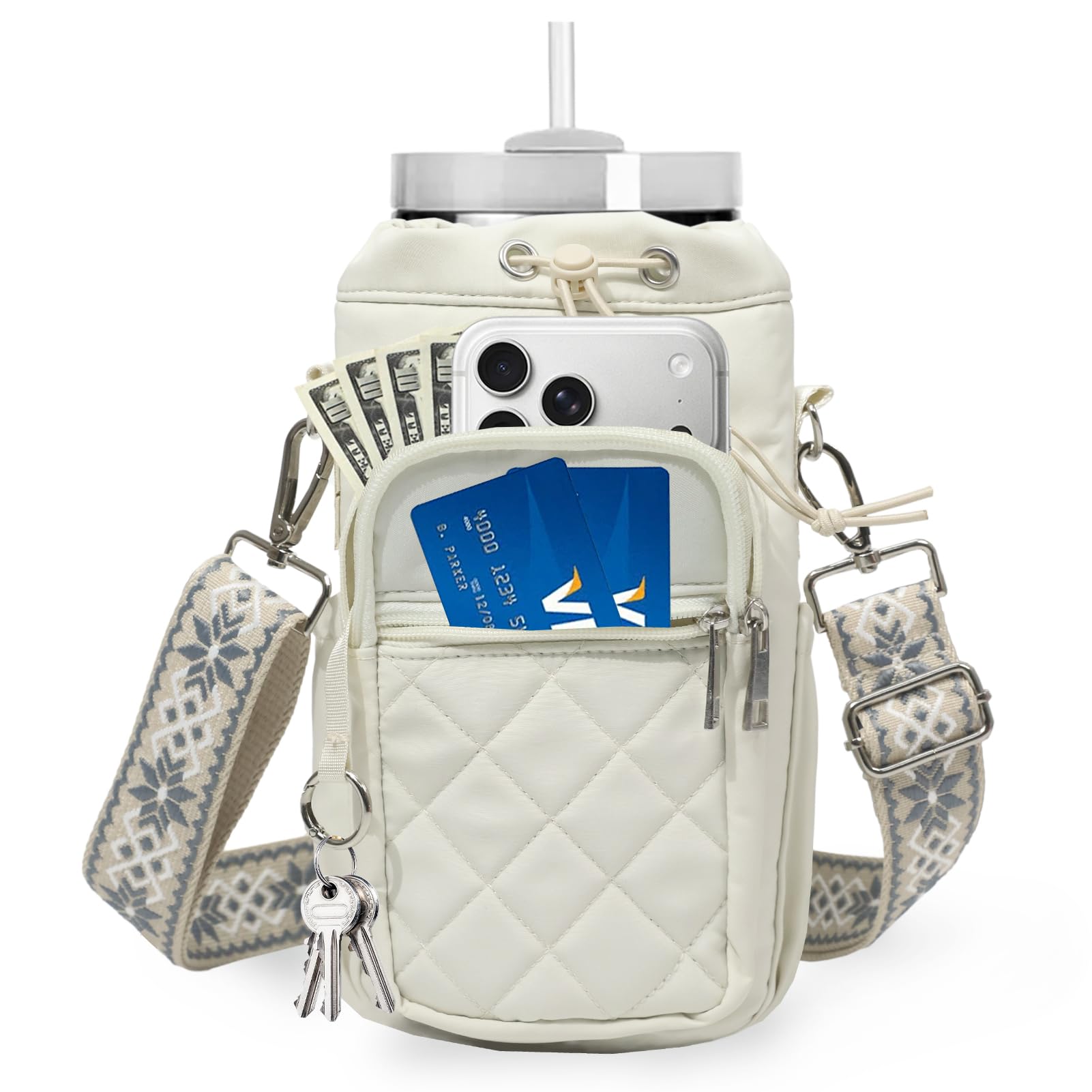 Photo 1 of LLParty Insulated Water Bottle Holder Bag - White