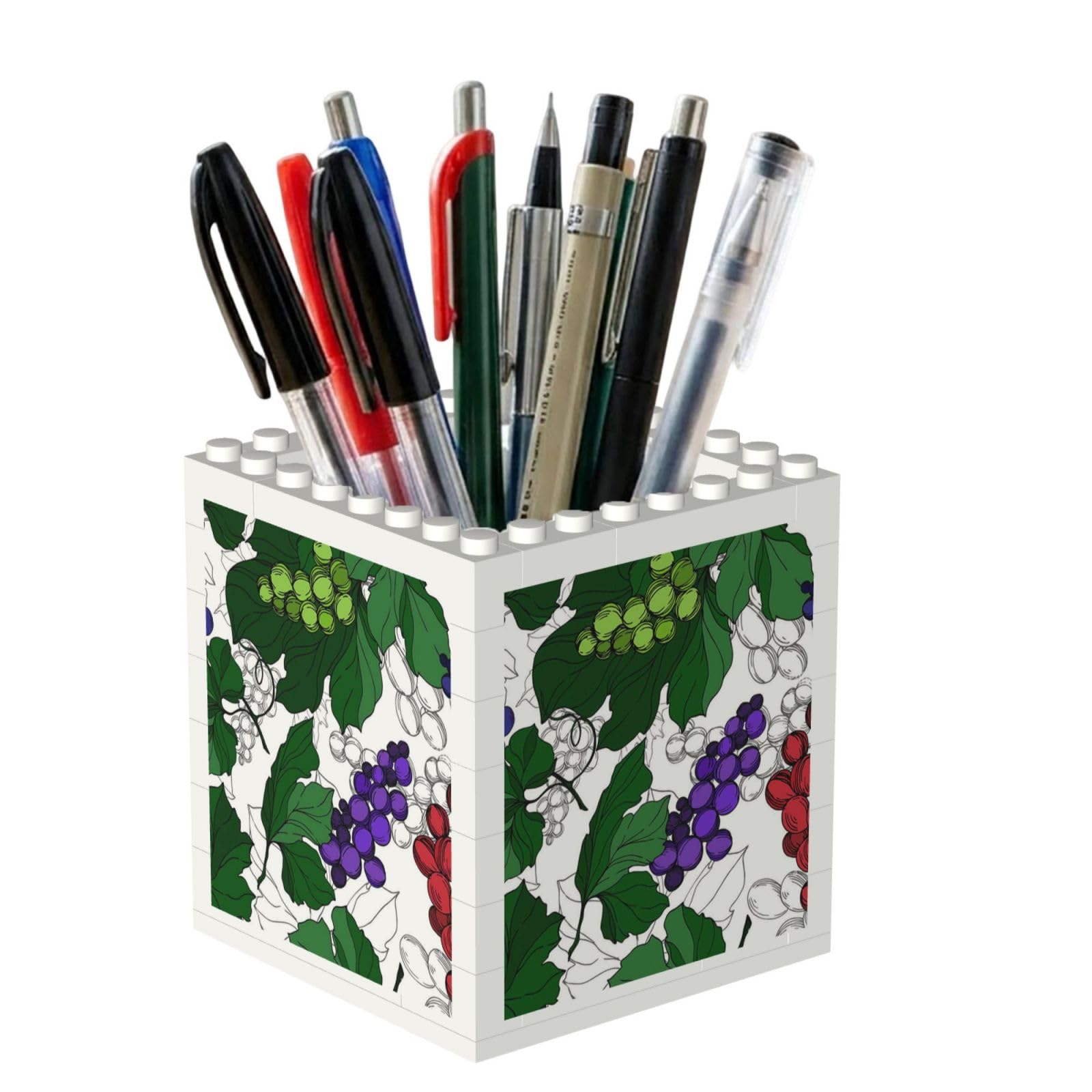 Poadnly Grapes Pattern, Pen Pot Pencil Holder for Office Home School, Compact Desk Organiser for Office Stationery