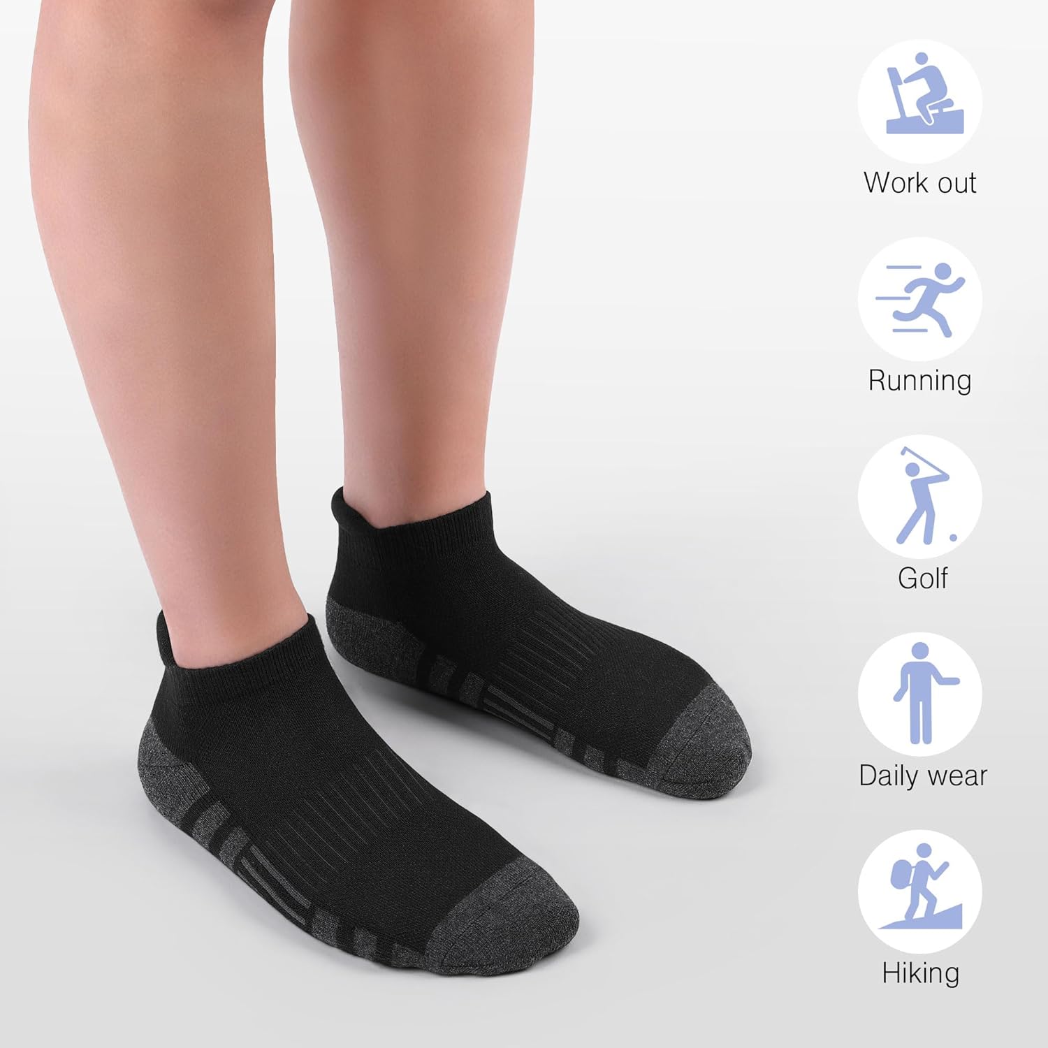 Felicigeely Ankle Athletic Running Socks Low Cut Sports Socks Breathable Cushioned Tab Socks for Men Women 6 Pairs - Image 5