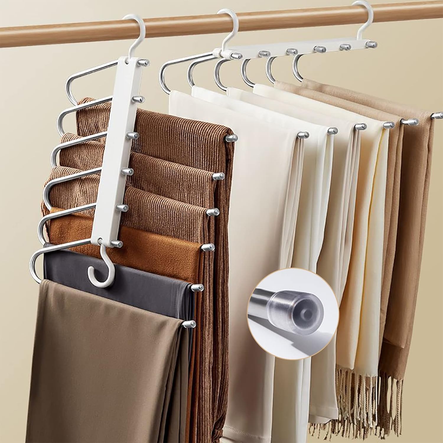 Pants Hangers Space Saving 2 Pack Multifunctional Pants Rack Hanger