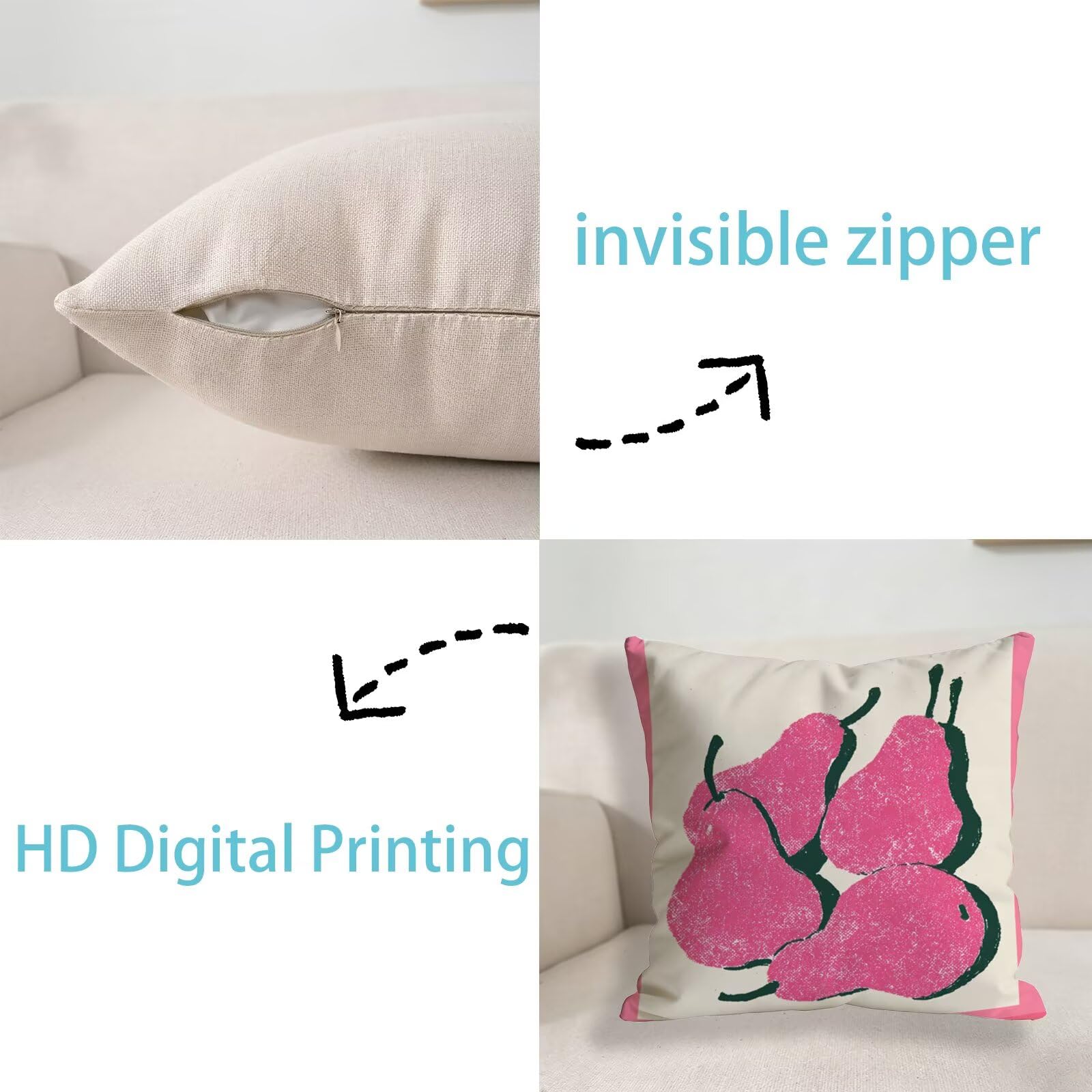 Juego de 2 Fundas de Cojines 80x80cm, rosa Beige Funda de Almohada del Sofá Decorativas in Lino, Doux respirant et lavable, Fundas Cojines Sofa Cuadrada, para Interior Hogar Decorativas Regalo t9n-215