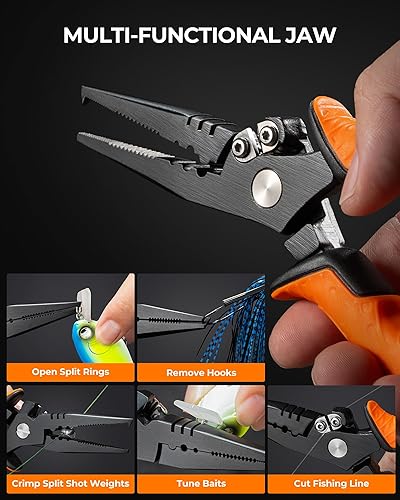 Vista 3 de KastKing SteelStream - Juego de herramientas de pesca, equipo de pesca, alicates de pesca resistentes a la corrosión, cuchillo de filete, tijeras