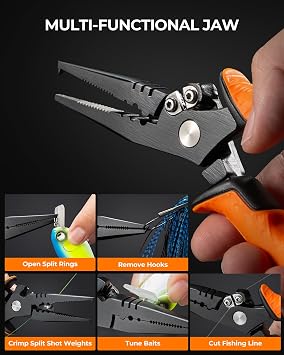 KastKing SteelStream Fishing Tool Set, Fishing Gear - Corrosion Resistant Fishing Pliers, Fillet Knife, Fishing Scissors, Fish Lip Gripper, Multi-Functional Jaw, Fishing Gifts for Men