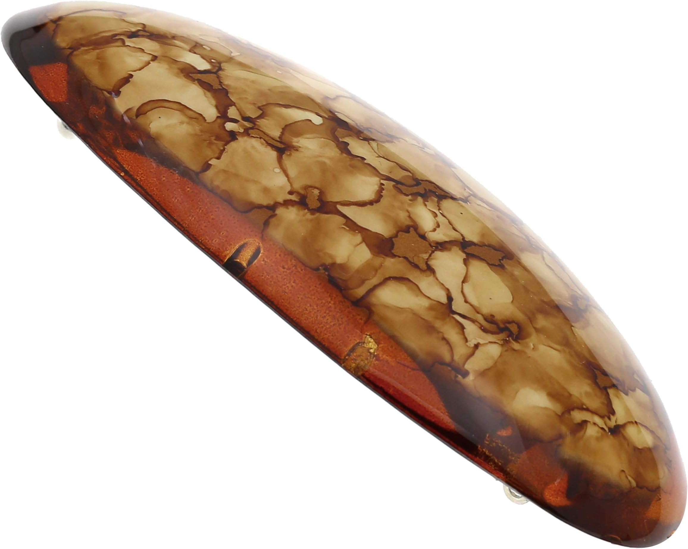 Camila Paris CP2295 French Hair Barrettes Clips for Girls Large Oval, Caramel. Strong Hold Grip Hair Clips for Women, No Slip and Durable Styling Girls Hair Accessories, Made in France