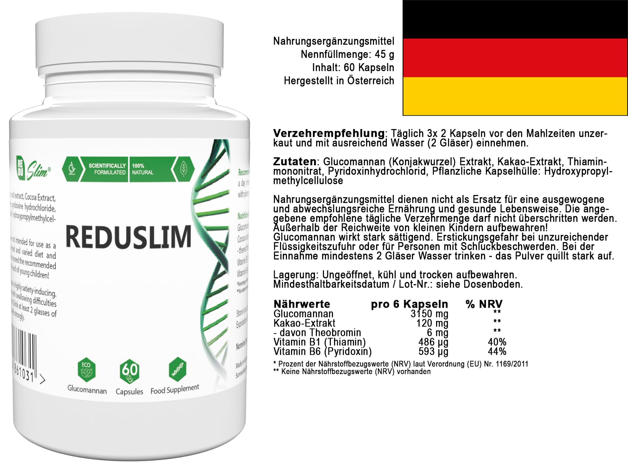 REDUSLIM – 180 Kapseln (3x 60 Kapseln), 3er Pack