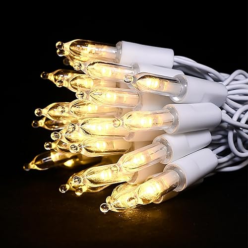 Miniatura 3 de MULTI-SPARKING Luces de Navidad que funcionan con pilas, paquete de 2 mini tiras de 50 luces LED de color blanco cálido para árbol pequeño, corona,