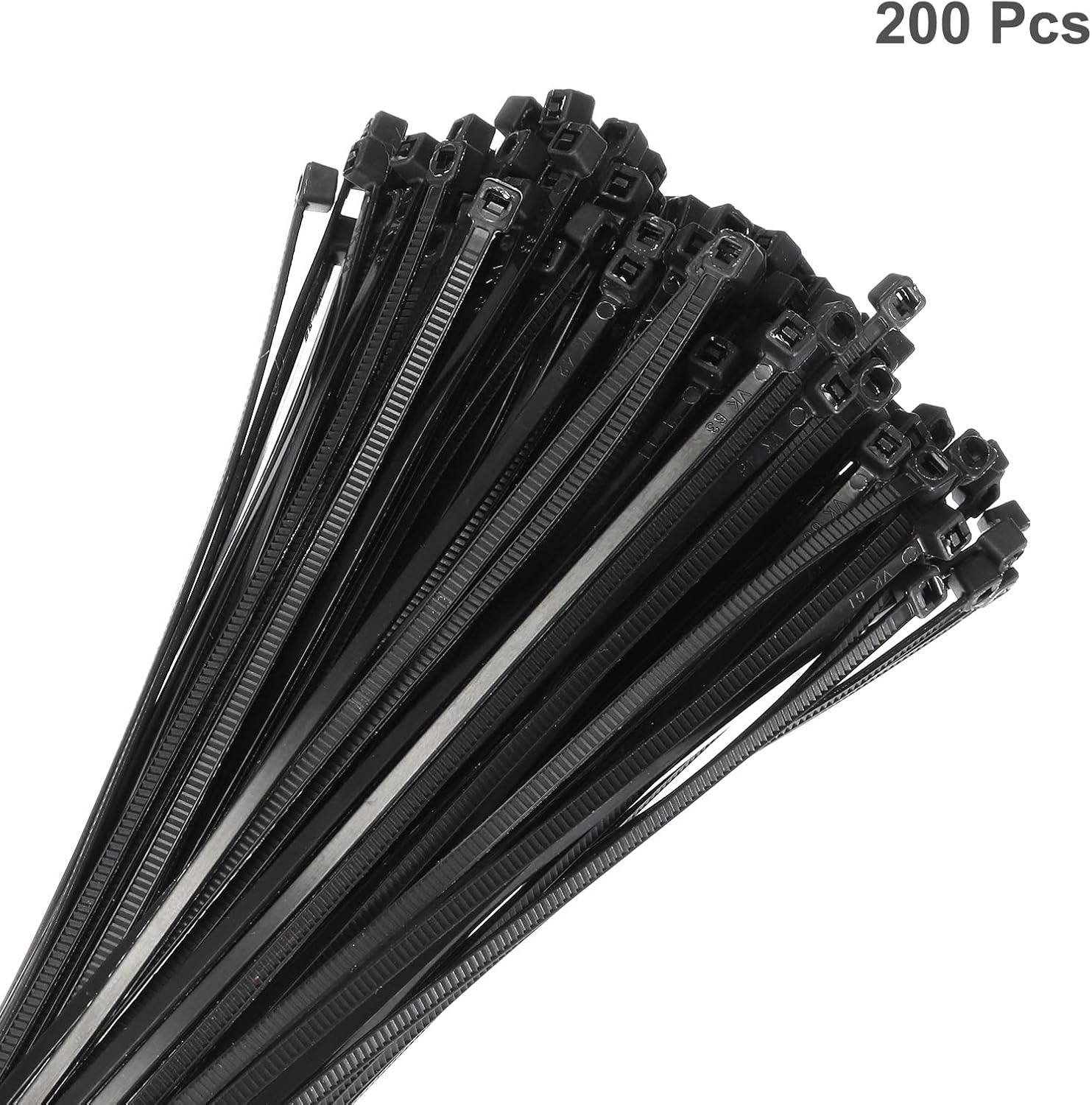 200pcs 10 Inch 22 Lbs Cable Zip Ties Self-Locking Long Nylon Cable Tie Wraps 4mm for Cord Management, Black