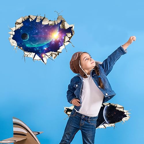 Miniatura 6 de SUPERDANT Calcomanías de pared de avión de acuarela, calcomanías de pared de avión, nubes coloridas, lindo helicóptero, decoración de vinilo para