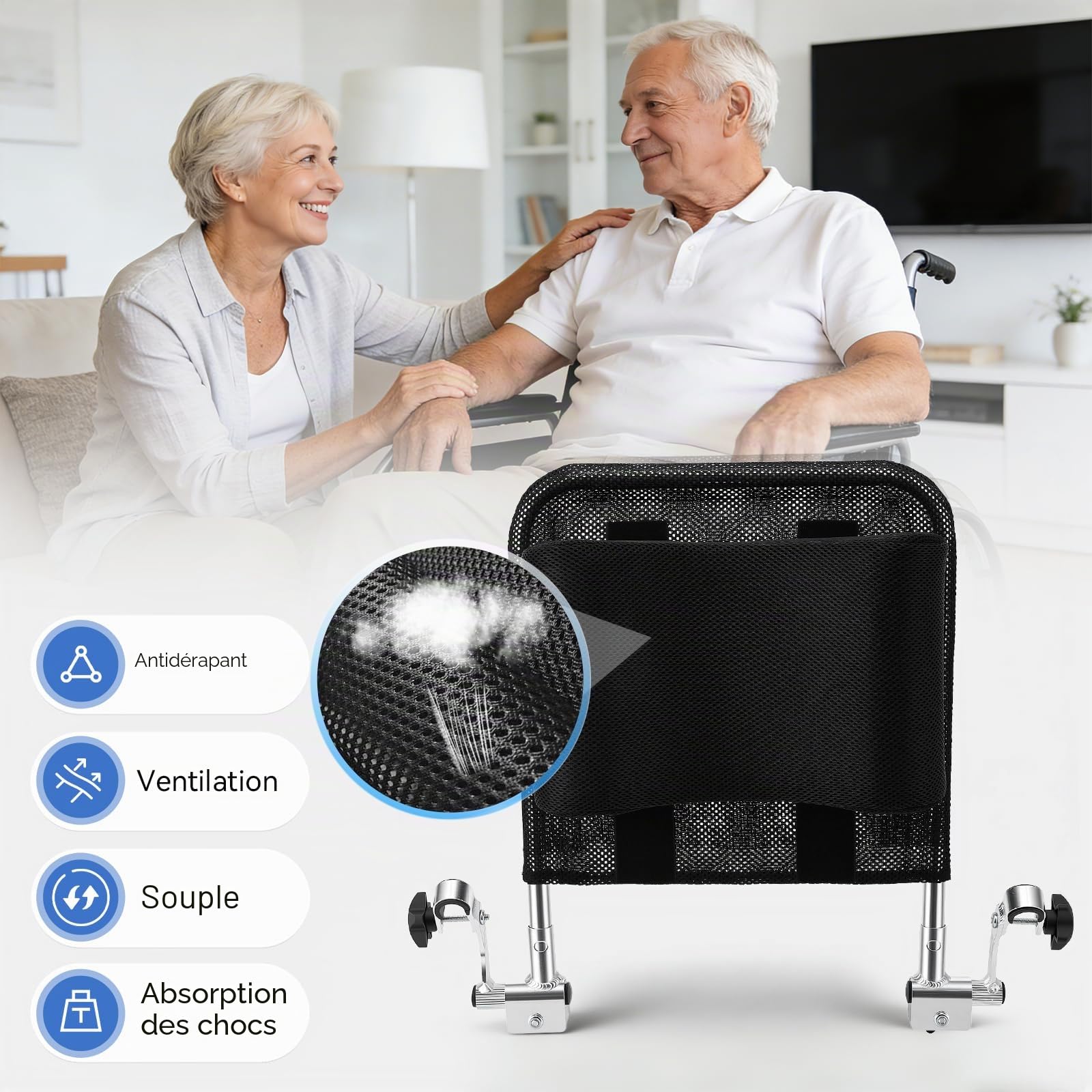Appui-Tête Pour Fauteuil Roulant, Accessoire Universel Fauteuil Roulant Réglable Avec Soutien De La Nuque Et Dossier Coussin En Forme De U Respirant Et Stable Angle Et Hauteur Réglables De 90° à 45°