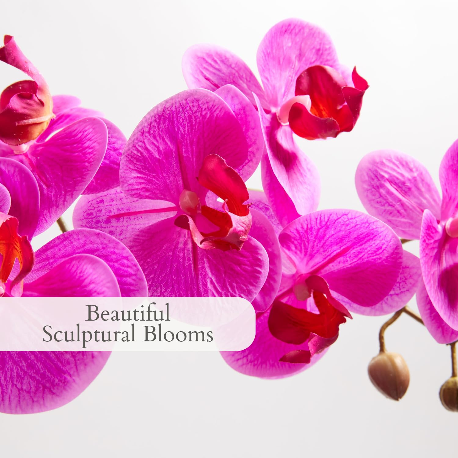 CG Hunter Planta de orquídea Rosa sintética, Soportes de exhibición de Flores Artificiales Interiores de 25 Pulgadas con Hermosas Flores escultóricas y follaje Que Dura para