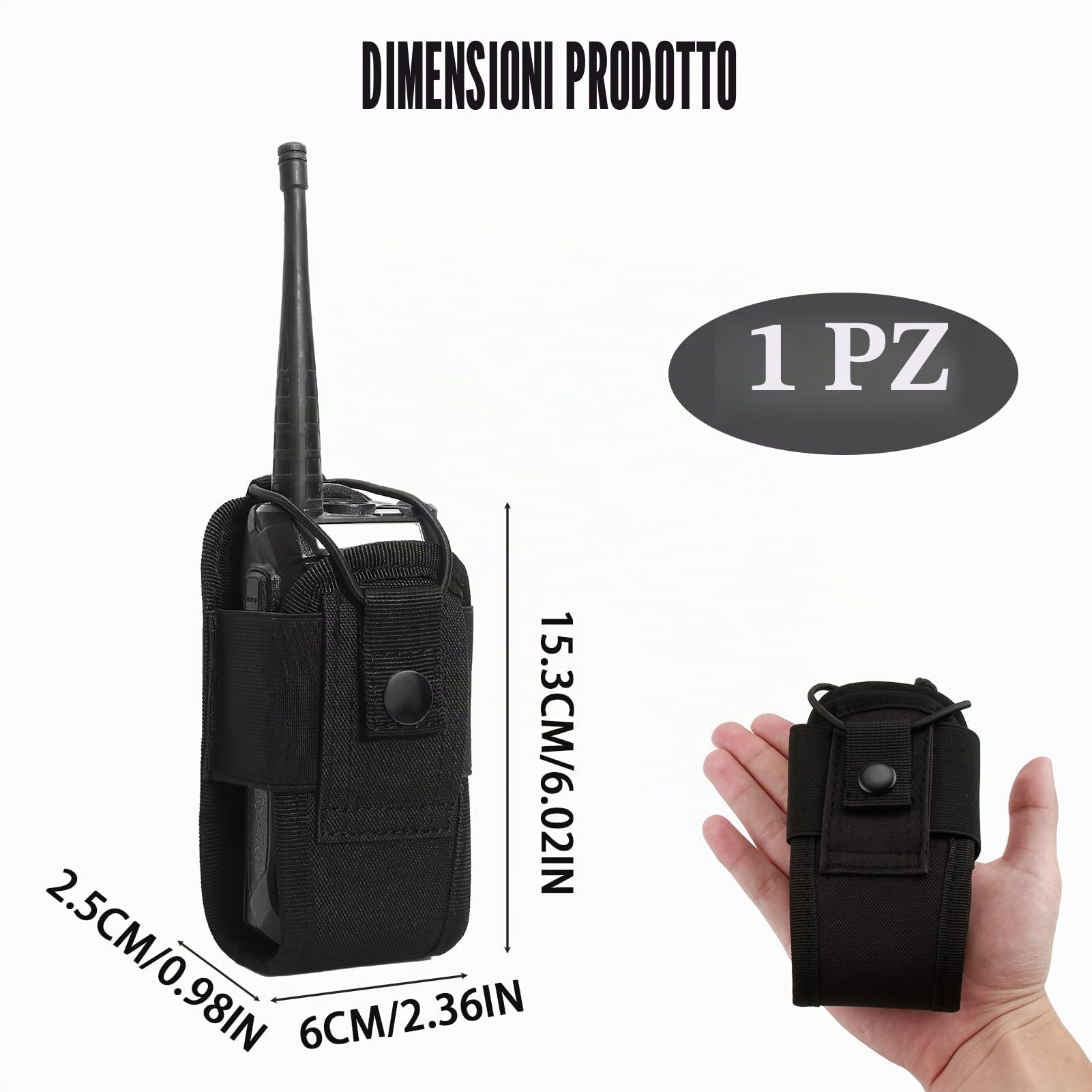 Walkie Talkie - Custodia in nylon per radiotelefoni, supporto regolabile per radio, custodia intercom per gilet, supporto radio per cintura