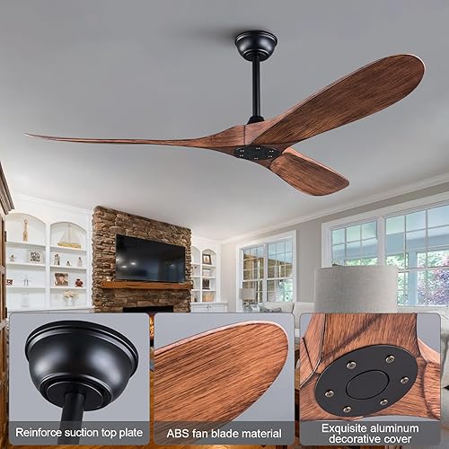 Miniatura 4 de Ventilador de techo de 60 pulgadas con control remoto, motor CC reversible silencioso de 6 velocidades, ahorro de energía, ventilador de techo