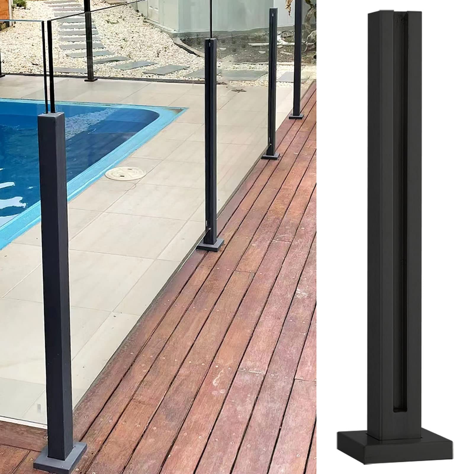 Moderna barrera de seguridad negra para piscina para uso en interiores y exteriores, terraza y poste de cubierta y solución segura de valla de piscina