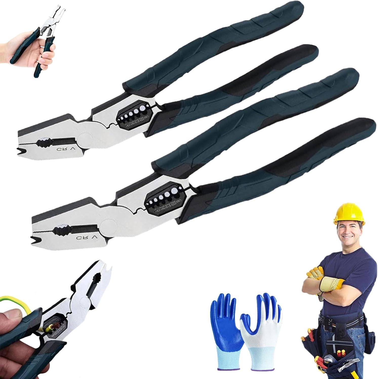 Industrial-Grade Multi-Function Cutting Pliers,Compound Action Leverage Lineman Plier Tool for Repair,9-In-1 Multi-Functional Wire Stripping Pliers Tool (1PC)