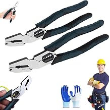 Industrial-Grade Multi-Function Cutting Pliers,Compound Action Leverage Lineman Plier Tool for Repair,9-In-1 Multi-Functional Wire Stripping Pliers Tool 2PC