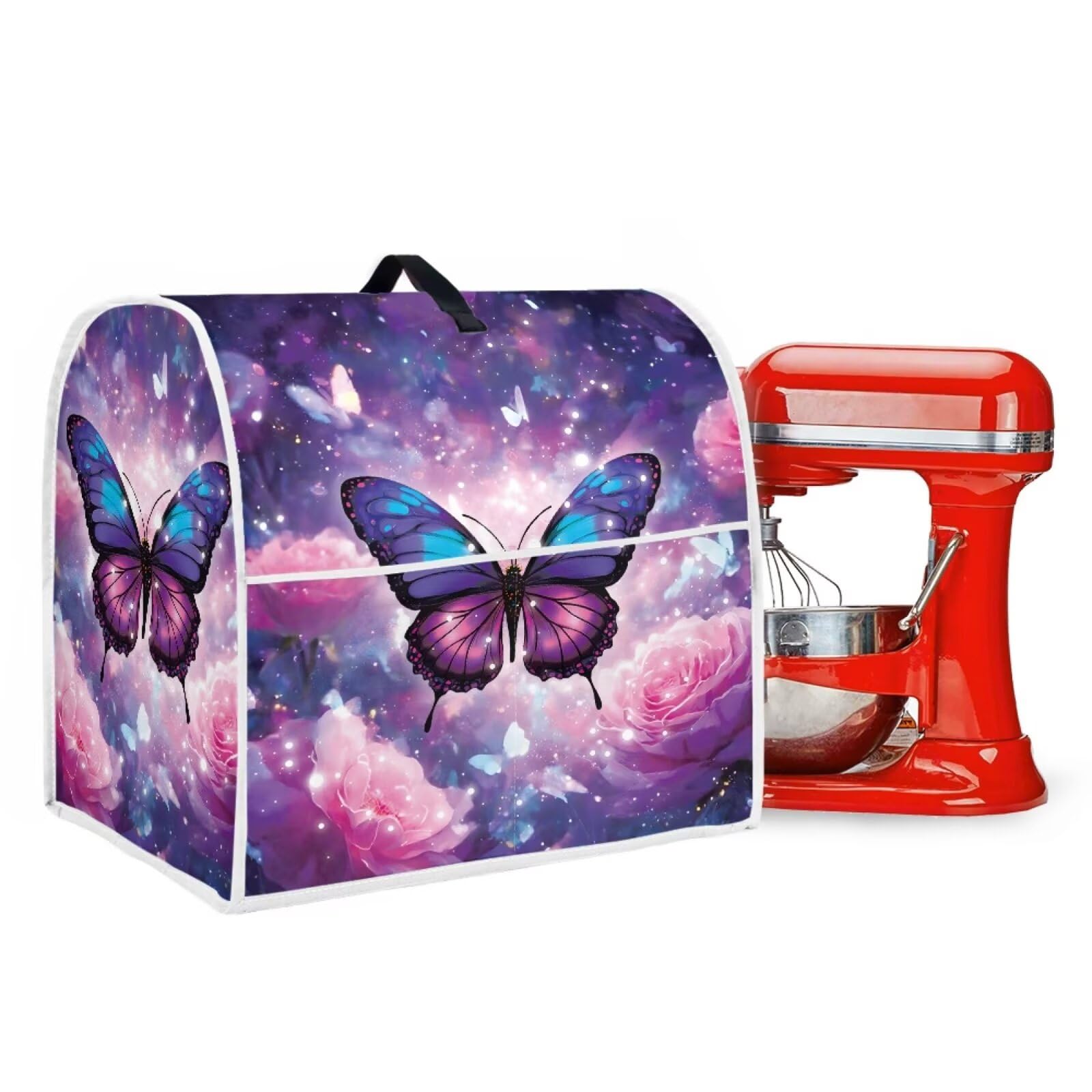 Purple Butterfly Rose Stand Mixer Covers for Kitchen Aid 6-8 Quart Dustproof Cover Universal Kitchen Small Appliance Covers for Kitchen Aid Mixer Accessories