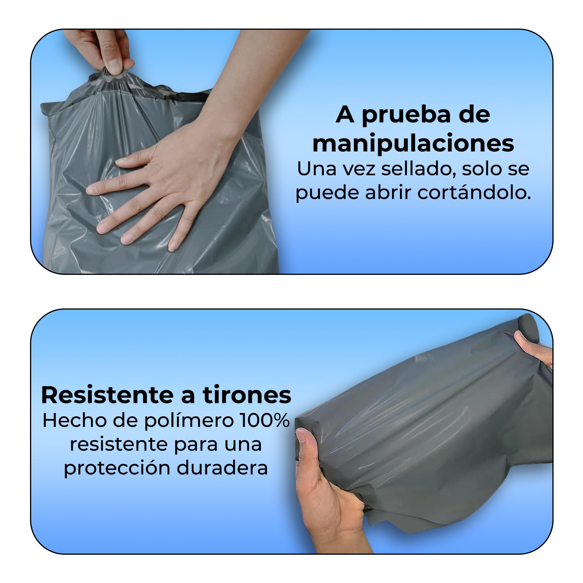 Double Dragon 60 Bolsas de Envío Resellables Plástico Antimanipulación Gris 4 Tamaños
