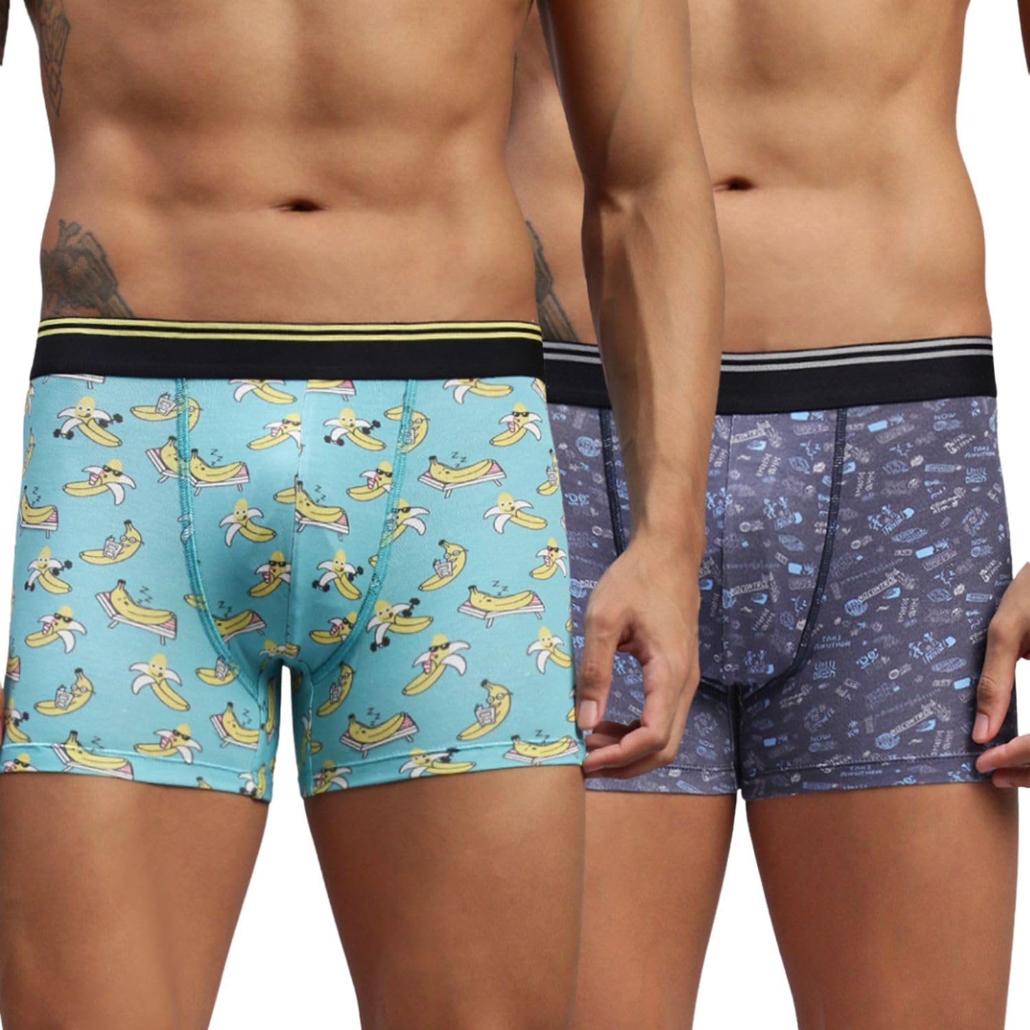 hayu 2PC Pack of Graphic Navy & Quirky Banana Men Modal Printed Trunks-picture-35