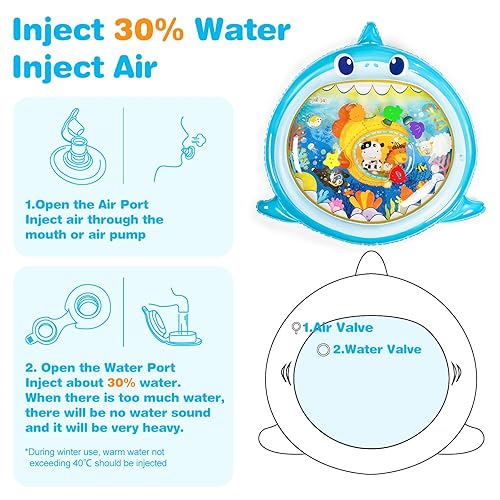 Miniatura 6 de Jollybaby Tapete de agua extra grande para bebés de 0 a 6 a 12 meses, juguetes sensoriales para bebés de 0 a 3 a 6 meses, tapete de juego para bebé,