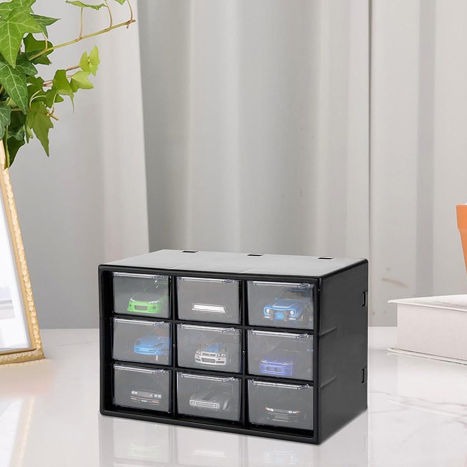 BNF® Desktop Storage Box with 9 Clear Drawers for Small Parts 1:64 Model Car Home Black|Home & Garden |Household Supplies & Cleaning|Home Organization|Storage Boxes 3