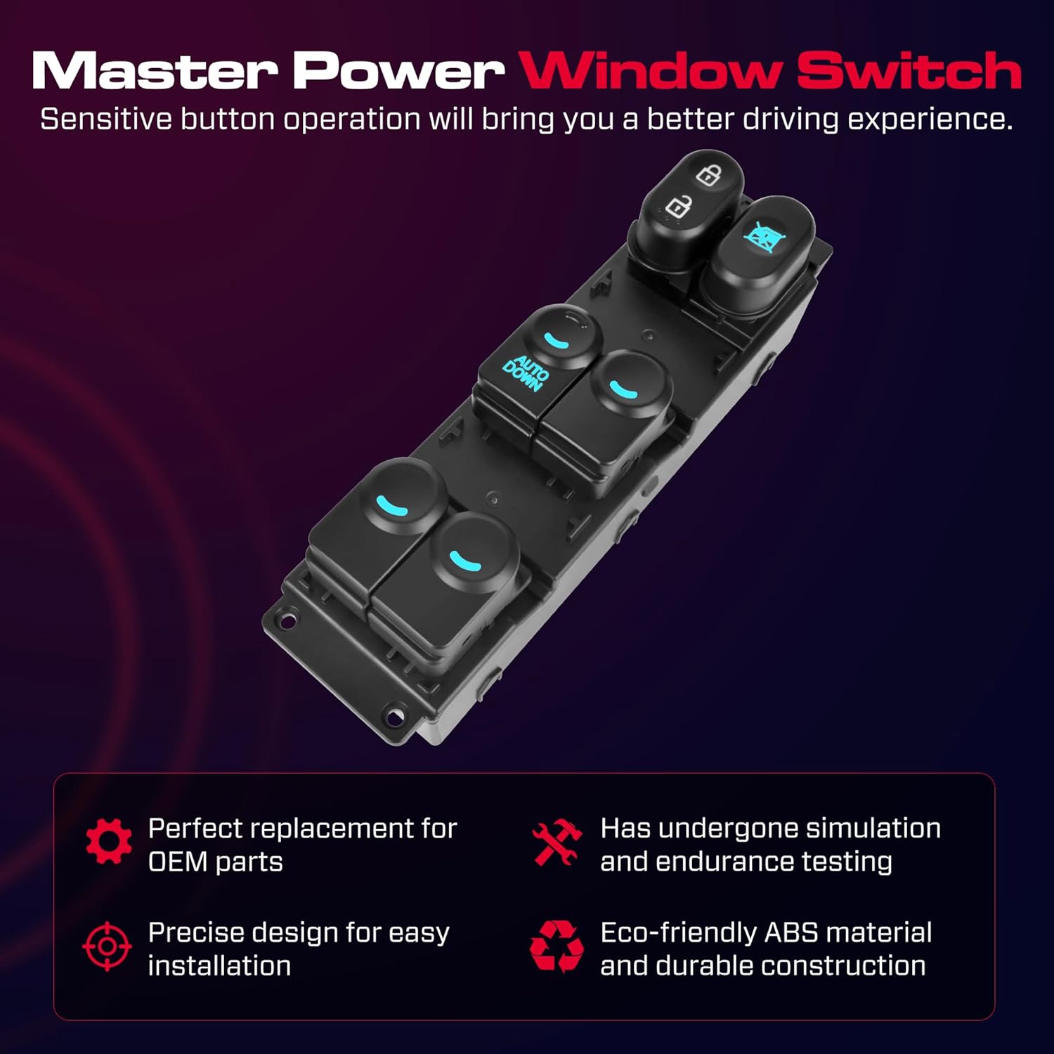 Front Left Driver Side Master Power Window Switch Compatible with 2011 2012 2013 2014 2015 2016 2017 Hyundai Accent Replace# 93570AP1R101, 93570-1R111