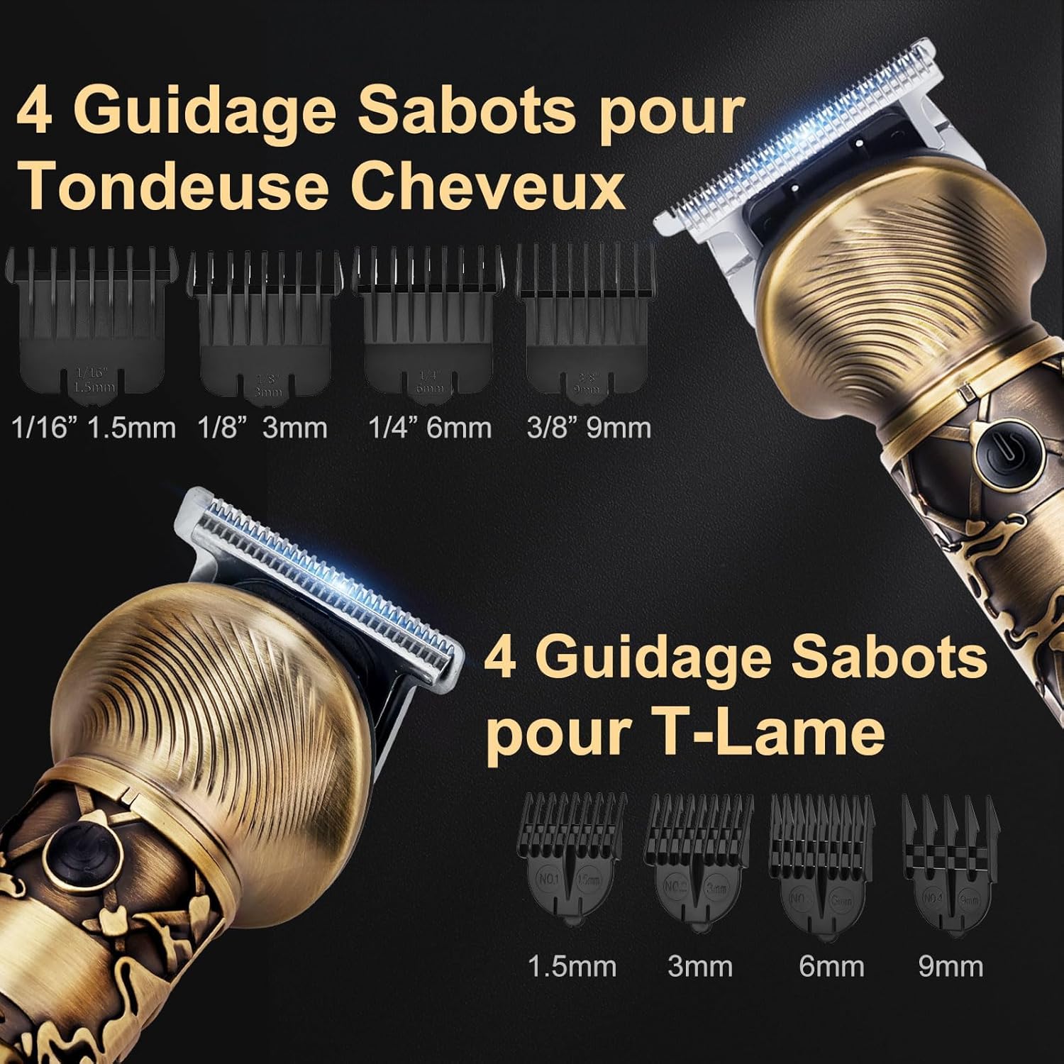 Professionnelle Tondeuse Cheveux Barbe Homme Sans Fil Rasoir avec Affichage Type-C USB, Kit 5-en-1 pour Homme
